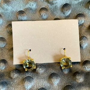 Gold Hoop Earrings with Lavender Gems